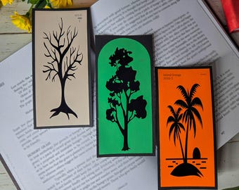 Marcapáginas artesanal de árbol colorido, cartulina de vinilo