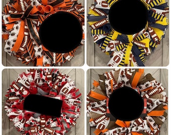 Custom Football Wreath, Personalized Sports Door Decor, Game Day Wreath, Football Fan Gift, Two Color Wreath