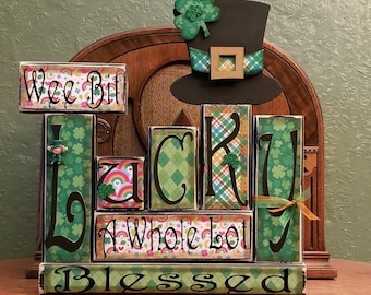 St. Patrick's Day Decor, St. Patrick's Day Sign, Irish Decor, St. Patrick's Day Decorations, St. Patrick's Day Blocks, Wee Bit Lucky