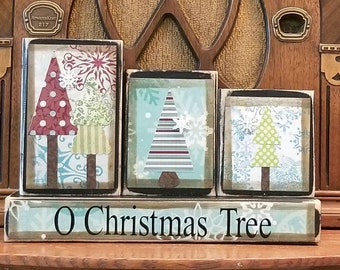 O Christmas Tree Winter Sign Word Blocks