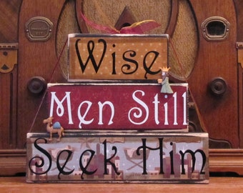 Wise Men Still Seek Him, Christmas Decor, Religious Christmas Sign, Religious Christmas Decor,  Christmas Decoration,  Word Blocks,