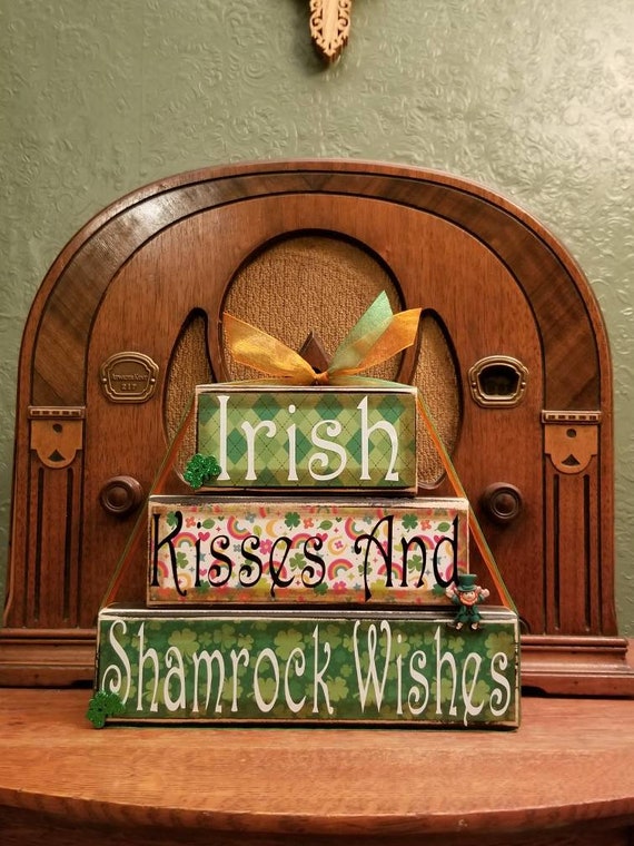 St. Patrick's Day Decor, St. Patrick's Day Sign, Irish Decor, St. Patrick's  Day Decorations, St. Patrick's Day Blocks, Irish Kisses Stacker 