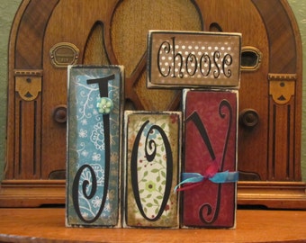 Choose Joy Inspirational Sign  Word Blocks