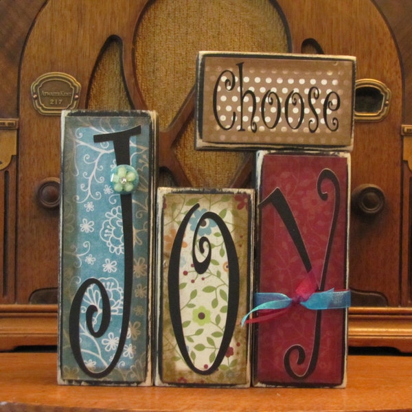Choose Joy Inspirational Sign  Word Blocks