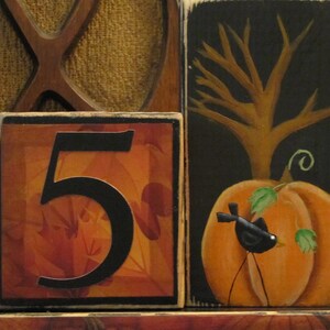 Thanksgiving Countdown Blocks Turkey and Pumpking with Crow Thanksgiving Decor image 3