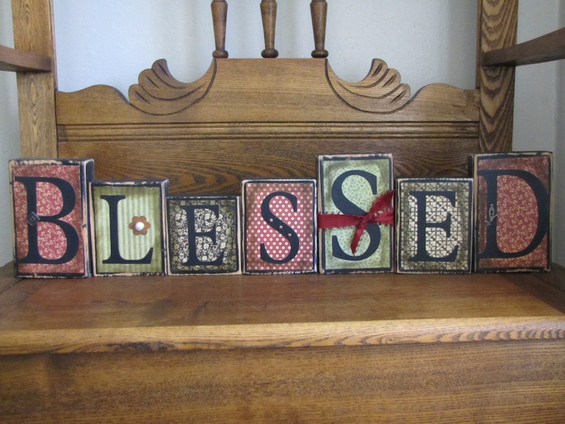 Blessed Word Block Home Decor Religious Sign - Etsy