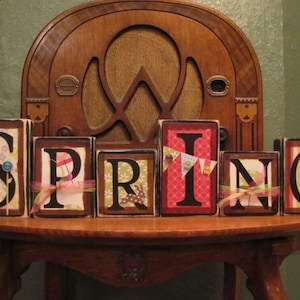 Spring Sign, Spring Decor, Easter Sign, Easter decor, Spring Word Blocks, Easter Word Blocks image 1