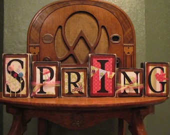 Spring Sign, Spring Decor, Easter Sign, Easter decor,  Spring Word Blocks, Easter Word Blocks