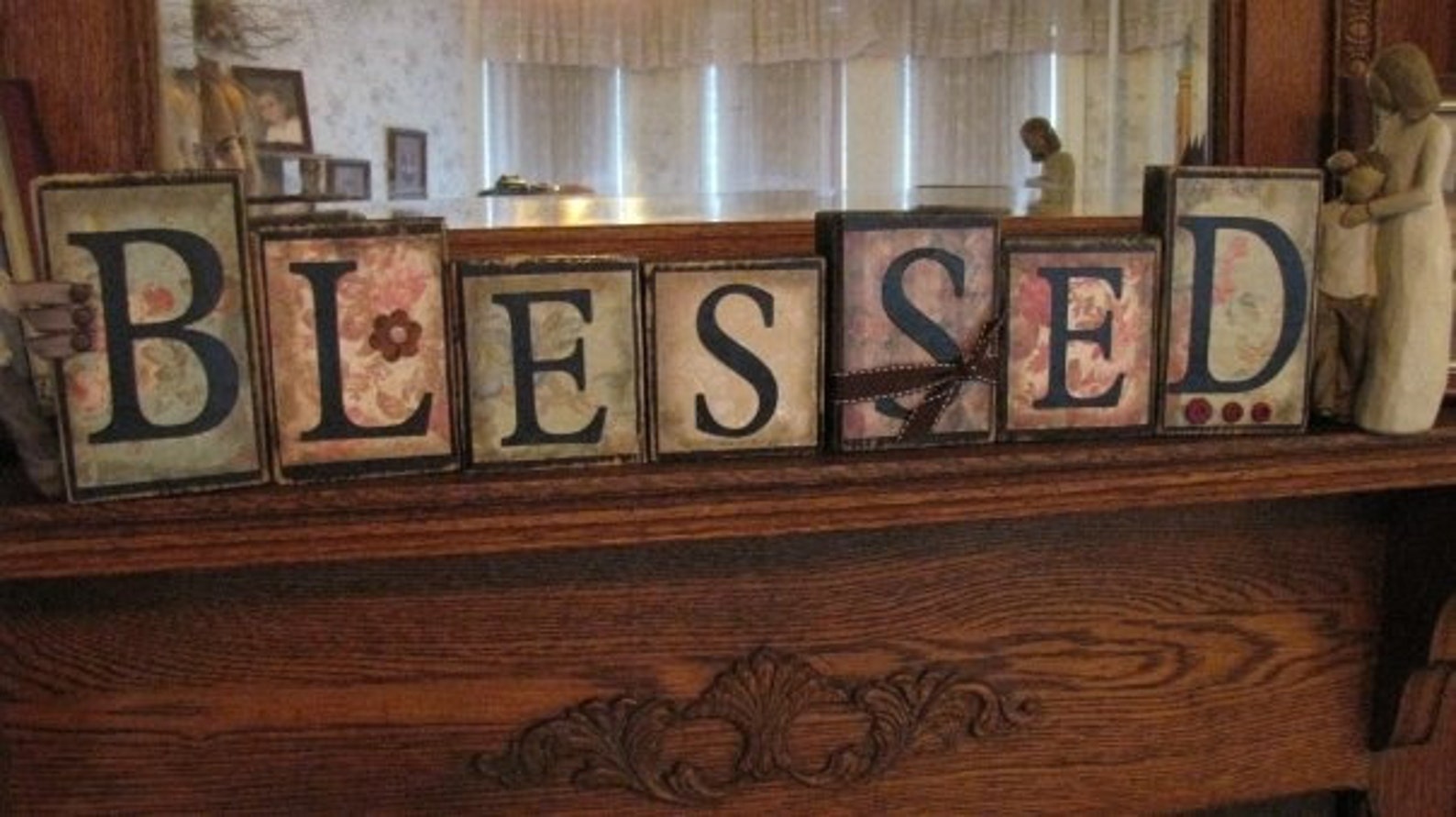 Blessed Word Block Home Decor Religious Sign Etsy