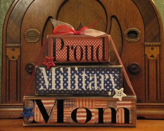 Mamá militar orgullosa, letrero para mamá militar, regalo para mamá, regalo para el Día de la Madre, bloque de palabras grande apilable