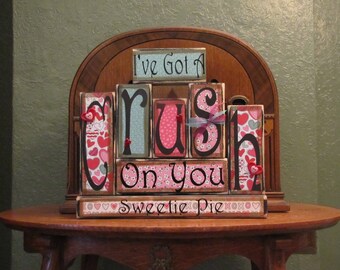 Valentines Day Decor, Valentines Day Sign, Valentine's Day Blocks, Valentines Day Decoration, Valentines Day Gift, I've Got A Crush On You