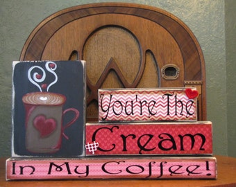 Valentines Day Decor, Valentines Day Sign,  Coffee Sign, Coffee Lover Gift, Coffee Word Art,  Valentines Day Word Blocks