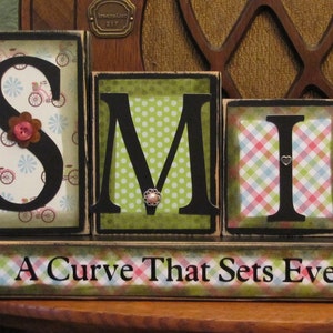 Inspirational Sign, Encouragement Gift, Smile A Curve That Sets Everything Straight image 2