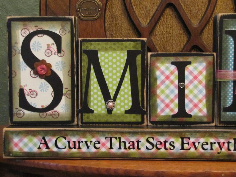 Inspirational Sign, Encouragement Gift, Smile A Curve That Sets Everything Straight image 2