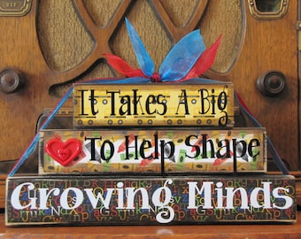 Teacher Gift,  Teacher Sign Word Blocks  Teacher Appreciation Gift,  End of Year Gift