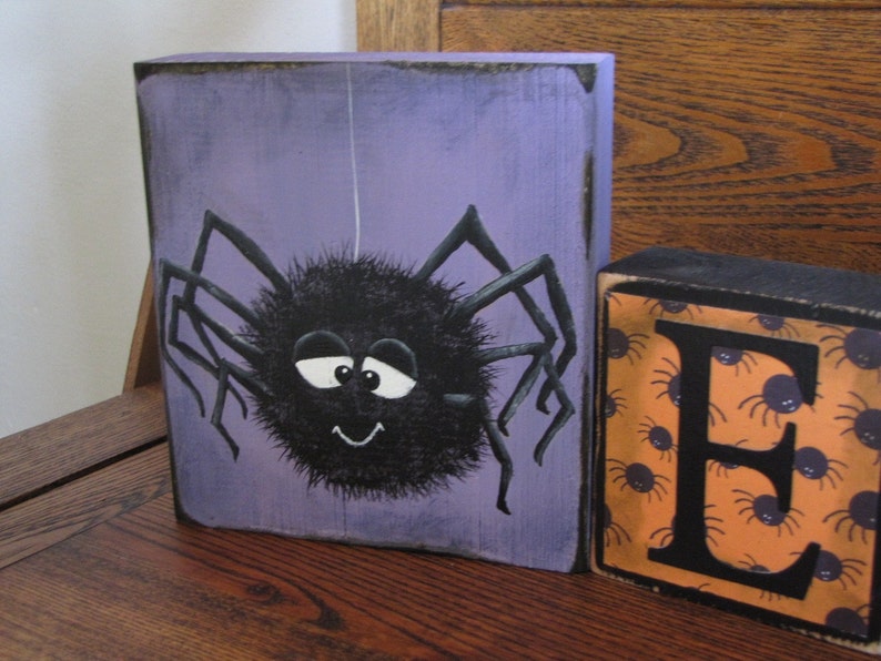 Eek Spider Halloween Decor Word Blocks Sign image 2