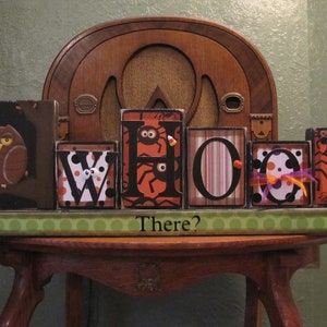 Whoo's There Halloween Decor Word Blocks Sign image 5