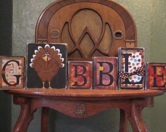 Gobble Thanksgiving Sign Word Blocks