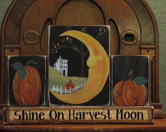 Fall Decor, Fall Sign, Fall Decoration, Thanksgiving Decor, Thanksgiving Sign, Autumn Decor, Pumpkin, Shine On Harvest Moon