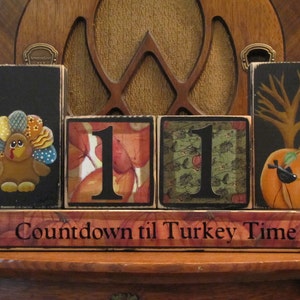 Thanksgiving Countdown Blocks Turkey and Pumpking with Crow Thanksgiving Decor image 1