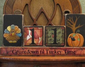 Thanksgiving Countdown Blocks - Turkey and Pumpking with Crow Thanksgiving Decor