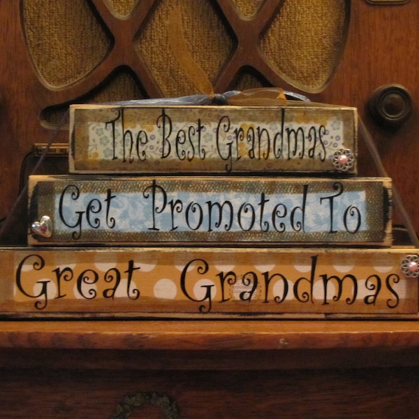 Great Grandma Gift, Mothers Day Gift, Great Grandma Sign Blocks (customizable) - The best Grandmas get promoted to Great Grandmas