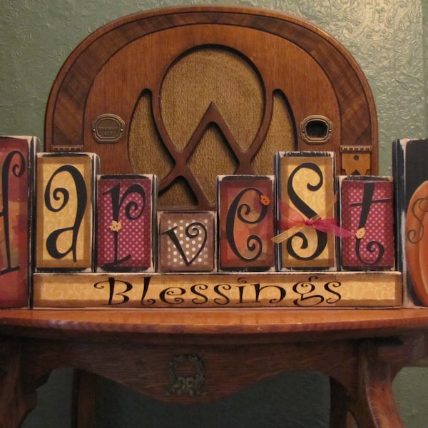 Fall Sign, Fall Decor, Fall Decoration, Thanksgiving Decor, Thanksgiving Sign, Harvest Blessing Blocks,