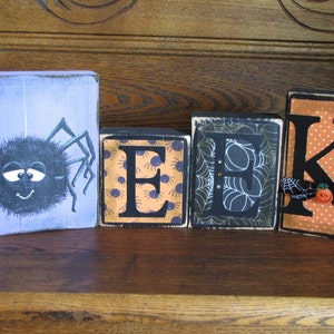 Eek Spider Halloween Decor Word Blocks Sign image 1