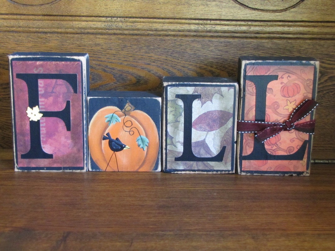 Fall Word Blocks - Etsy