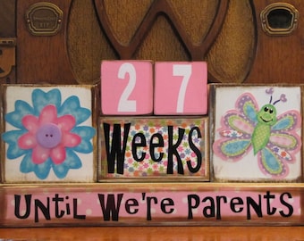 Pregnancy Countdown Blocks, Pregnancy Countdown blocks for Parents,  Baby Girl,  Baby Room Decor,  Baby Shower Gift