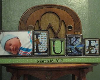 Baby Gift Boy's Personalized and Custom Name Sign with Picture Baby Shower Gift boy's name sign personalized and customized