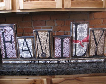 Customized Family Sign Word Blocks - Large Block Format