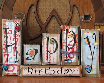 Happy Birthday Sign Word Blocks