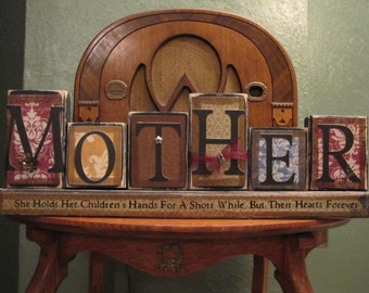 Mom Sign, Mother Gift, Mothers Day Gift, Gift for Mom, Word Blocks