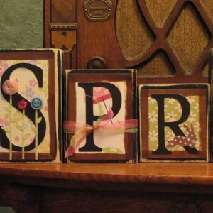 Spring Sign, Spring Decor, Easter Sign, Easter decor, Spring Word Blocks, Easter Word Blocks imagem 2