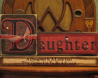 Daughter Sign Blocks, daughter gift, mothers day gift, daughter friend gift