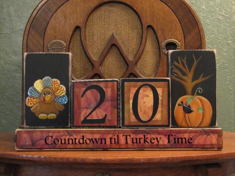 Thanksgiving Countdown Blocks Turkey and Pumpking with Crow Thanksgiving Decor image 4