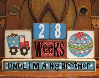 Pregnancy Countdown Blocks for Big Brother, Pregnancy Countdown blocks,  Baby Boy,  Baby Room Decor,  Baby Shower Gift