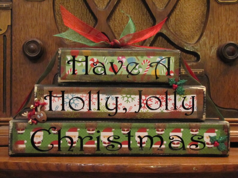 Christmas Sign Word Blocks Have a Holly, Jolly Christmas image 1