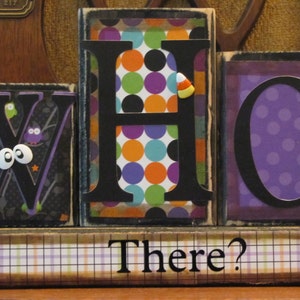 Whoo's There Halloween Decor Word Blocks Sign image 3