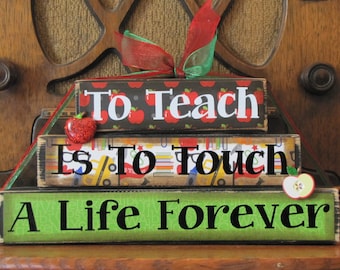 Teacher Gift, Teacher Sign, Teacher Appreciation Gift, Teacher End of Year Gift,  To Teach Is To Touch A Life Forever, Teacher Word Blocks
