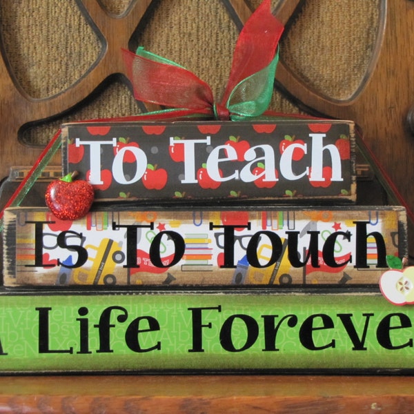 Teacher Gift, Teacher Sign, Teacher Appreciation Gift, Teacher End of Year Gift,  To Teach Is To Touch A Life Forever, Teacher Word Blocks