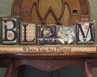 Spring Sign, spring decor, spring blocks, Easter sign, Easter decor - Bloom Where You are Planted