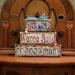 Winter Decor, Winter  Sign, Christmas Sign, Snowman Sign, Winter Decoration, Wanna Build a Snowman, Winter Word Art,   Word Blocks Sign