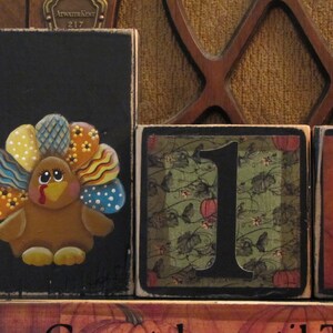 Thanksgiving Countdown Blocks Turkey and Pumpking with Crow Thanksgiving Decor image 2