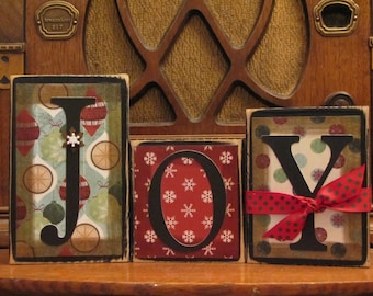 Joy Christmas Sign Word Blocks