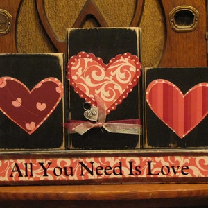 Valentines Day Decor, Valentine Blocks, Valentines Day Sign, Valentines Day Gift, All You Need Is Love Valentine's and Wedding Sign