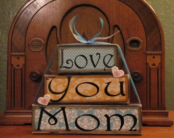 Aimez vous maman, signe de maman, maman signe blocs, cadeau maman, cadeau fête des mères, grand mot bloc empileur