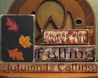 Fall Decor, Fall Decoration, Fall Sign, Fall Blocks, Leaves Are Falling