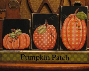 Pumpkin Patch Blocks Fall and Thanksgiving Decor Sign